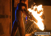 Hot girl with flame thrower