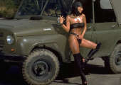 Pirate Girl and military jeep