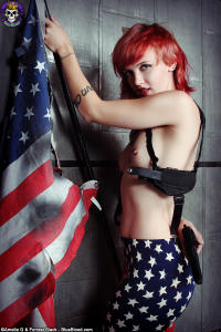 Hot girl Pandora stars and stripes and weapons
