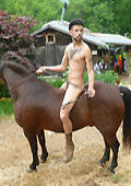 Exotic boy riding nude
