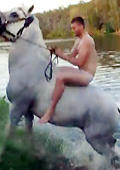 Twink riding on white horse nude