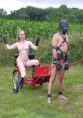 Pulling cart for pale nude Domina