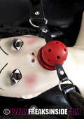 Masked slavegirl with ball gag