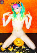 Rainbow Perki Goth Messy Naked Pumpkin Carving Dorothy