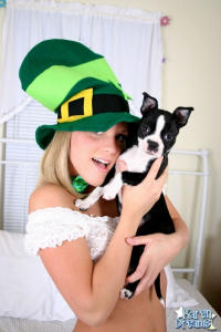 Irish teen Karen with dog