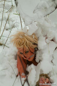 Slavegirl outdoor covered with snow